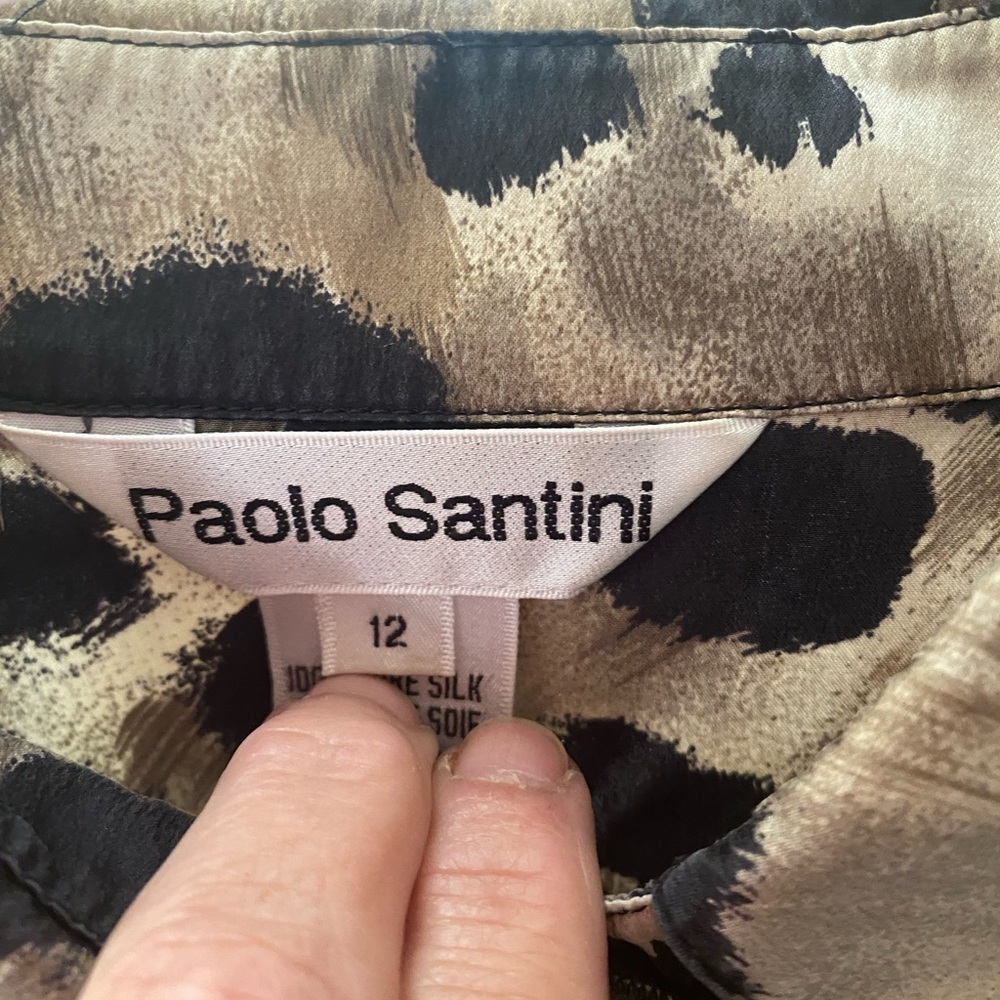 PAOLO SANTINI ANIMAL PRINT SILK BLOUSE SIZE 12 - Picture 2 of 8